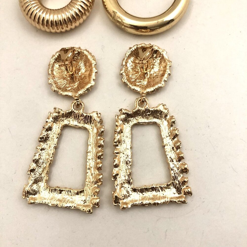 gold tone earrings lot Hoops Dangle Pierced - Picture 5 of 5